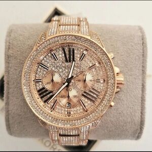 Michael Kors MK6452 Wren Rose Gold Pave Glitz StainlessSteel Women's Wrist Watch